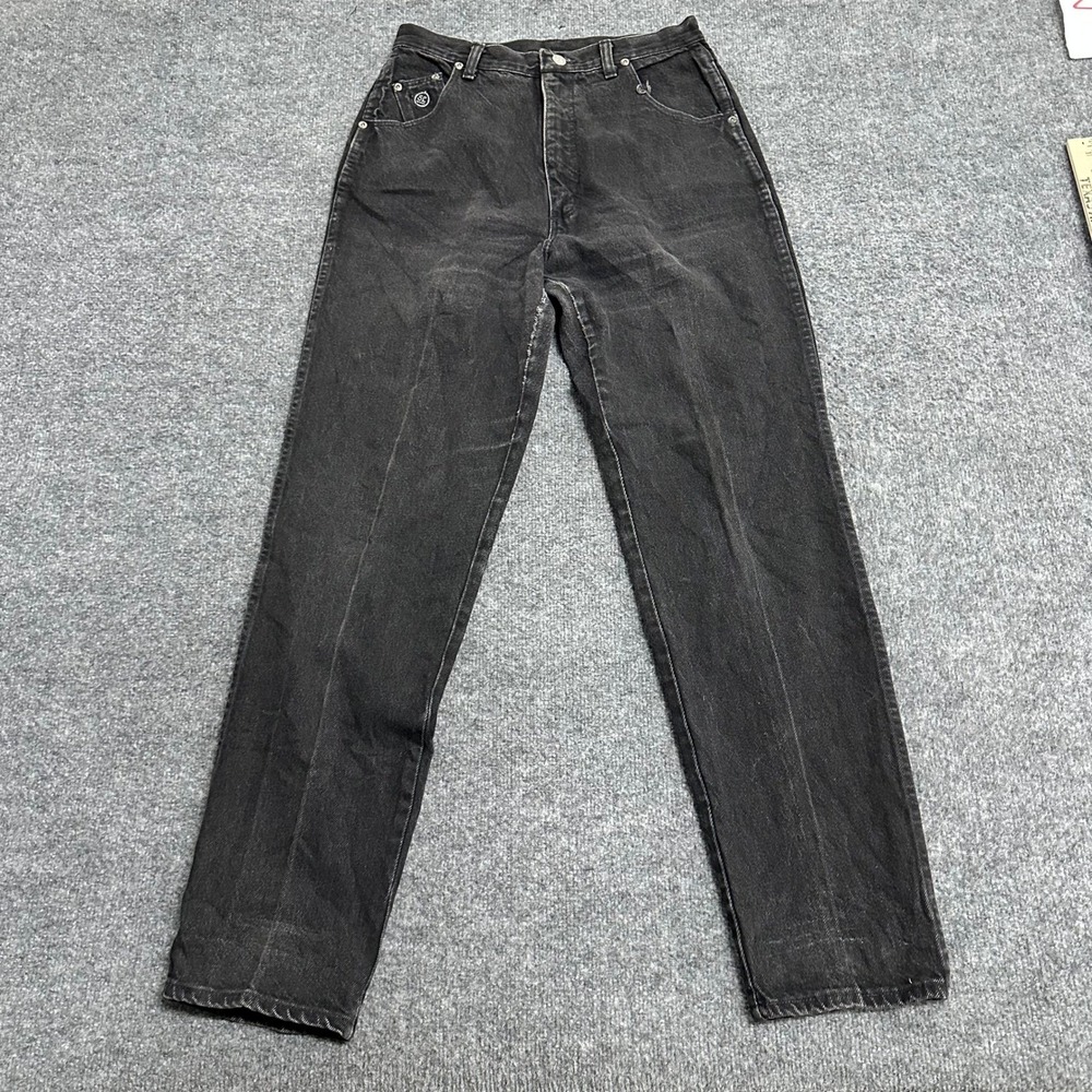 Wrangler Jeans Womens Size 11/12 Black High Rise Tapered Leg Denim Made in USA